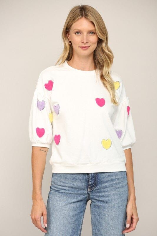 Sweetheart Embroidered Heart Top | Caroline Hill