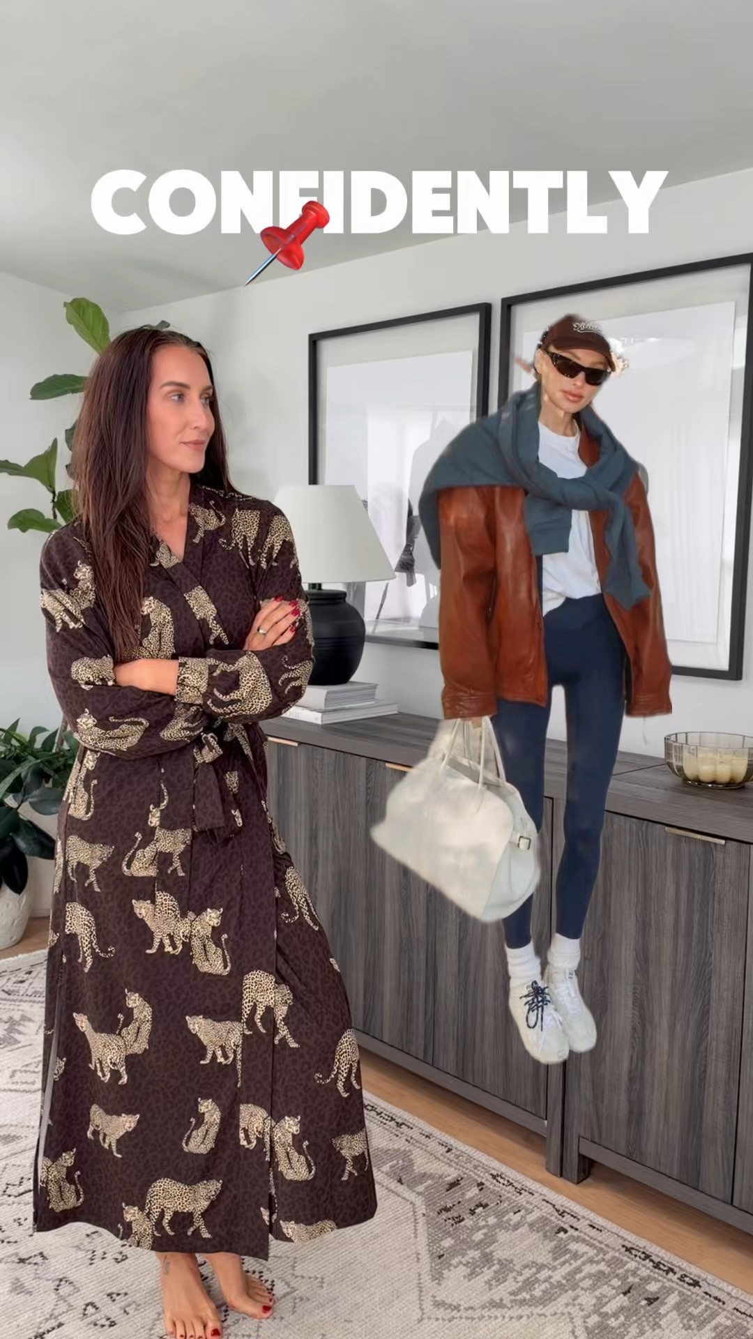 Pinterest inspo, recreated 📌🤎💙 

A brown leather moto jacket, navy leggings, a white tee, a grey sweater tied at the waist, a brown ball cap, white crew socks, and chunky white sneakers. 

Brown and navy is such an easy, elevated color combo. Shop the look below!

#LTKstyletip #LTKSeasonal #LTKfit #LTKshoecrush #LTKfindsunder100