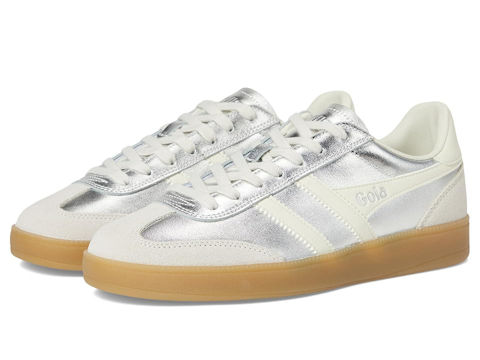 Gola Viper Metallic Women's Shoes Silver/Off White/Gum : 9.5 B - Medium, Leather | Zappos