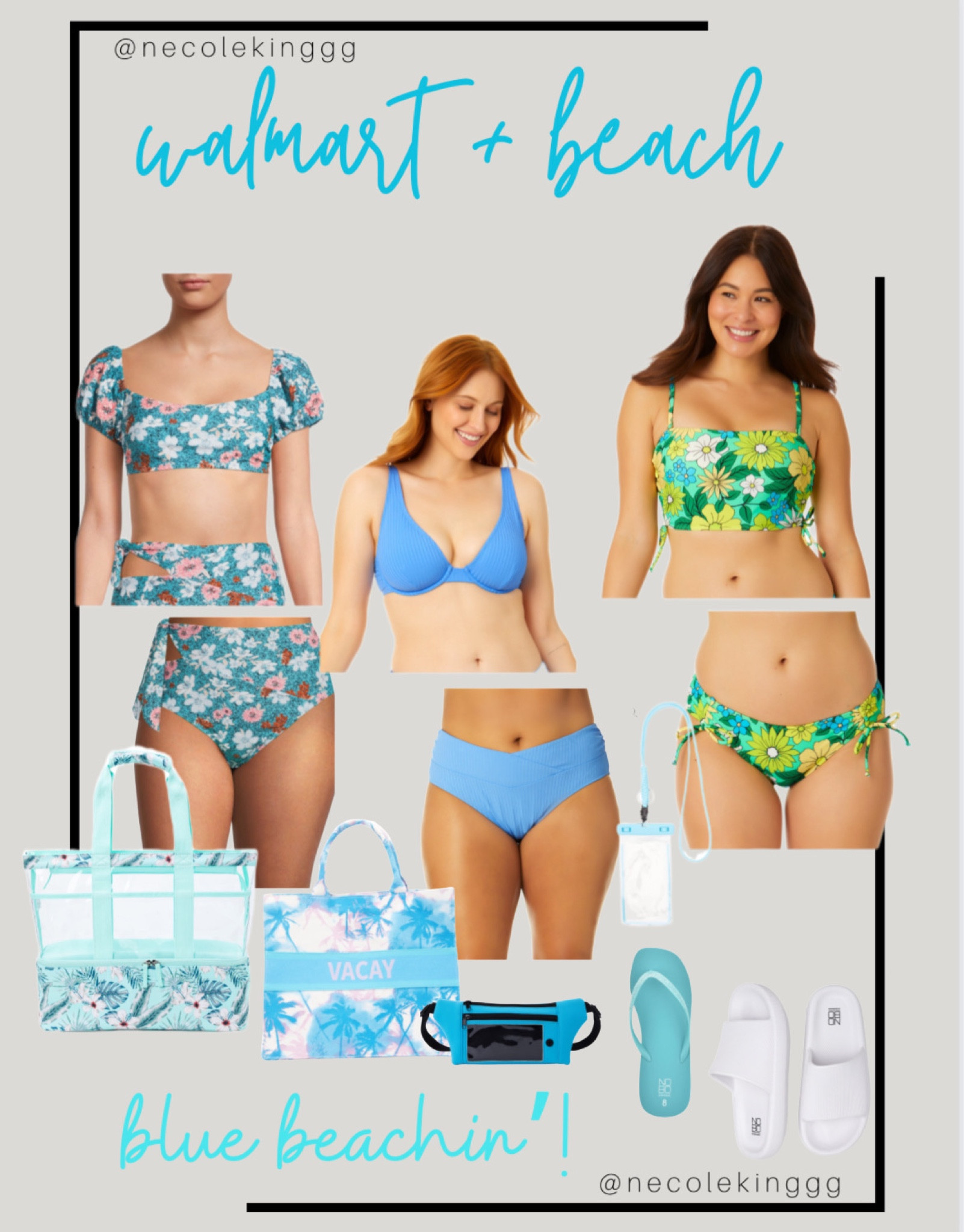 Walmart + Beach + Blue + Vacay 
Vacation + Swimsuits + Sandals,  Beach shoes, + Bags 💙

Walmarts swimsuits bags and shoes perfect for a beach vacay or pool days!🤩

Spring + Summer ☀️🏖

#LTKSeasonal #LTKswim #LTKtravel