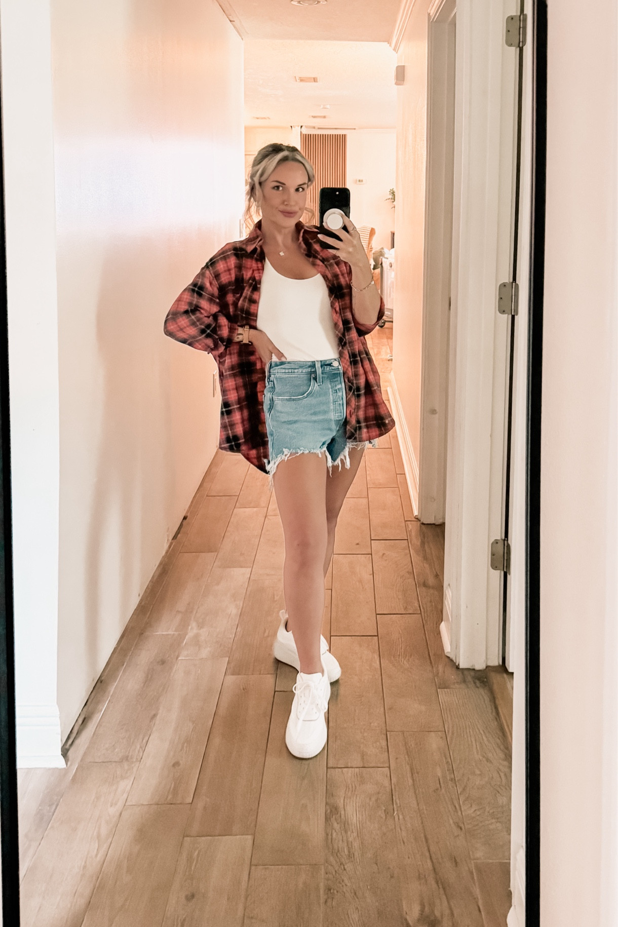 I love these classic Levi 501s they go with everything! I paired it with a one piece, plaid, and white sneakers for a casual look. 

#LTKStyleTip #LTKFindsUnder100 #LTKSeasonal