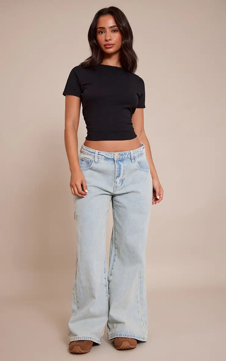 Petite Vintage Bleach Wash Low Rise Boyfriend Jeans | PrettyLittleThing UK