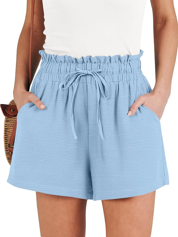ANRABESS Shorts for Women Summer Casual High Waisted Wide Leg Drawstring Lounge Shorts Comfy 2026... | Amazon (US)