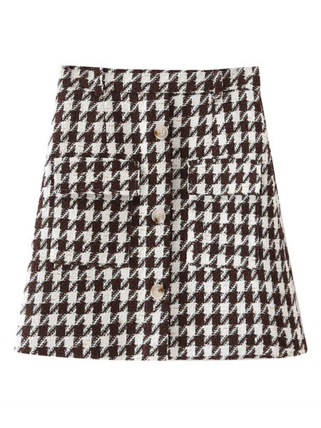 'Nikki' Houndstooth Pocket Mini Skirt | Goodnight Macaroon