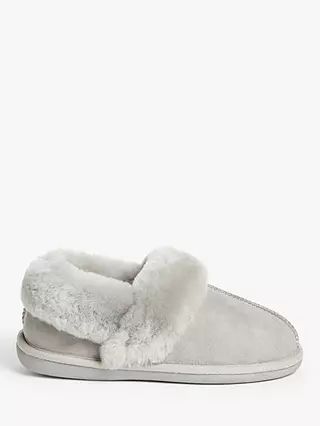 John Lewis & Partners Sheepskin Mule Cuff Slippers, Grey | John Lewis (UK)