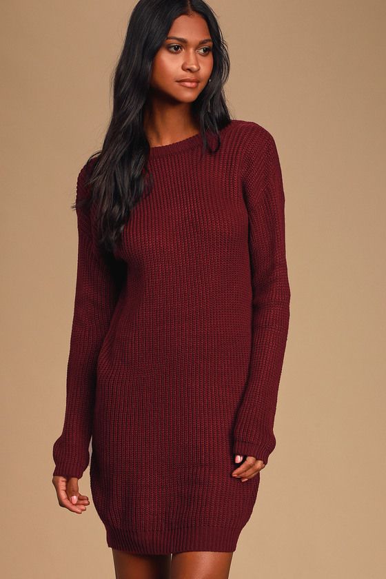 Bringing Sexy Back Wine Red Backless Sweater Dress | Lulus (US)