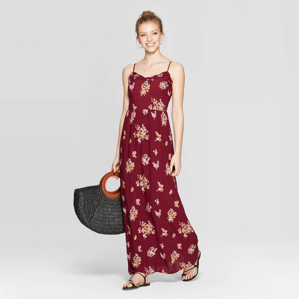 Women's Floral Print Sleeveless Smocked Top Dress - Xhilaration Red XS, Women's | Target