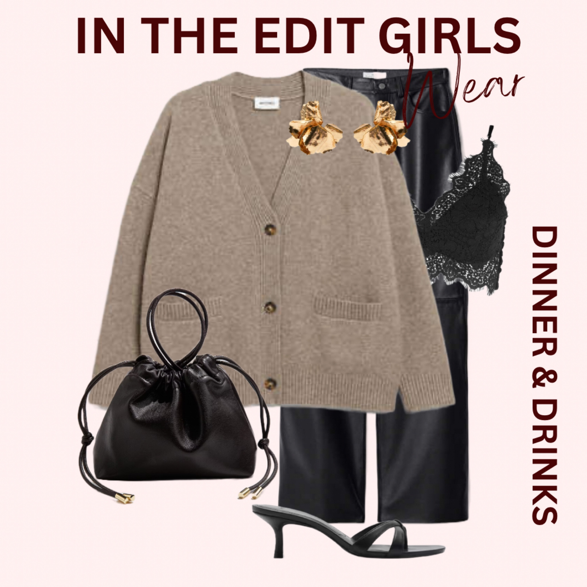 Cardigan - styled for dinner and drinks 

Cardigan 
Autumn wear 
Leather trousers 
Statement earrings 
Bralet 

#LTKstyletip #LTKeurope #LTKireland