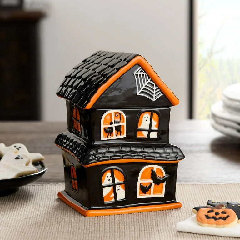 Halloween Earthenware Haunted House Treat Food Storage Jar, by Way To Celebrate | Walmart (US)