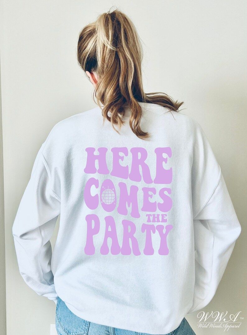 Bachelorette Party Sweatshirt - Here Comes The Party - Bride Sweatshirt - Bride Gift - Retro Back... | Etsy (US)