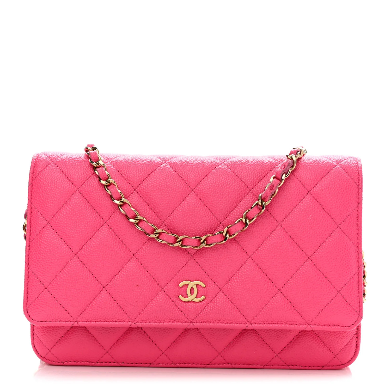 Caviar Quilted Wallet on Chain WOC Fuchsia | FASHIONPHILE (US)