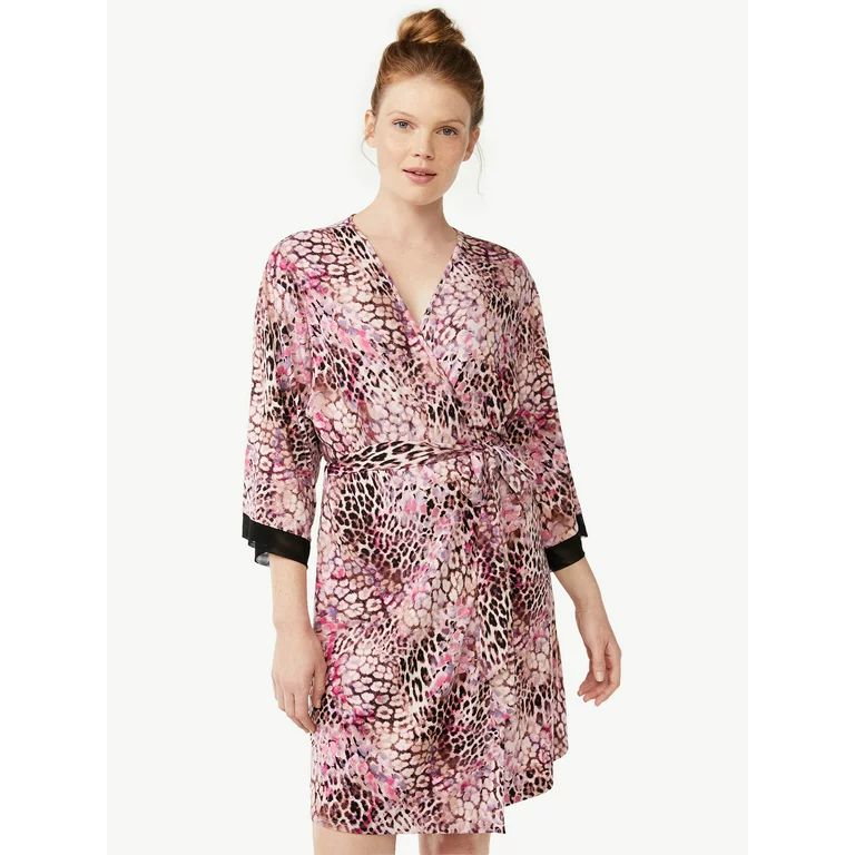 Joyspun Women’s Sleepwear Mesh Trim Knit Robe, Sizes S/M to 2X/3X | Walmart (US)