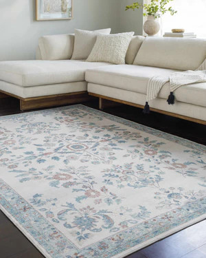 Meyly Pink & Green Washable Area Rug | Boutique Rugs