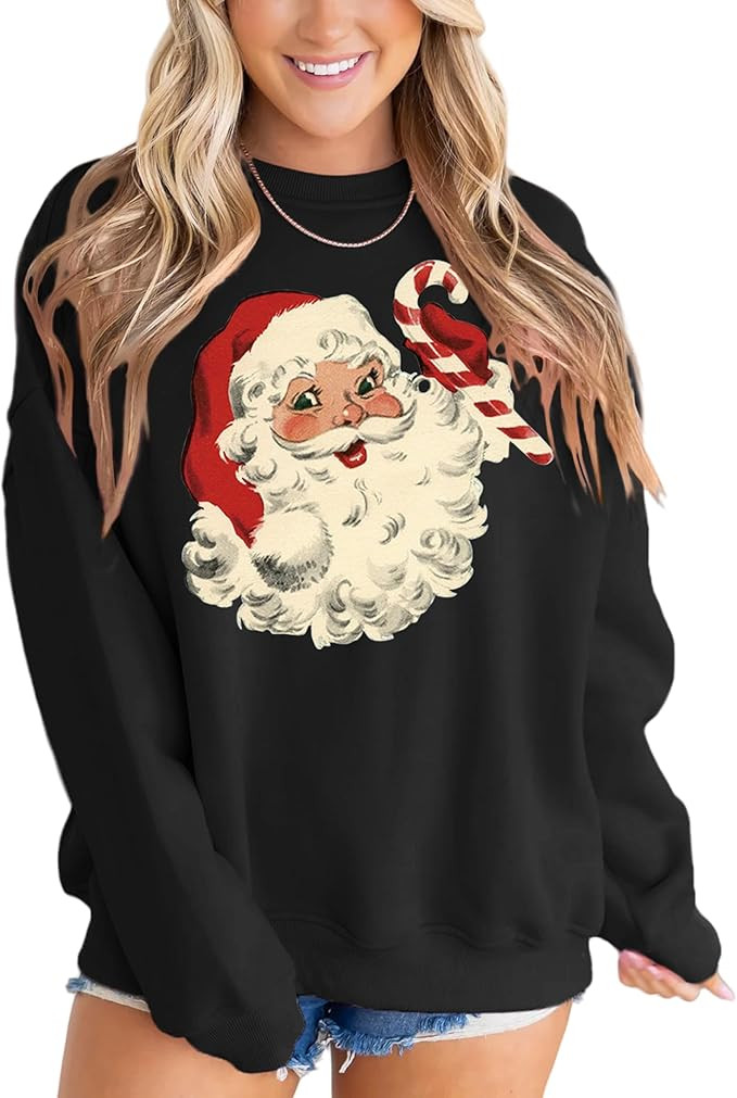 MAPICK Merry Sweatshirt for Women Christmas Fleece Linend Sequin Sweaters Crewneck Oversized Long... | Amazon (US)