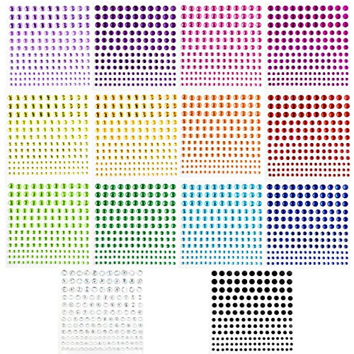 2310 PCS Self Adhesive Rhinestone Gem Stickers for Face Nail Body Makeup Festival,4 Size 14 Sheets Bling Jewels Stickers Earrings for DIY Kids Craft Card Decorations | Amazon (US)
