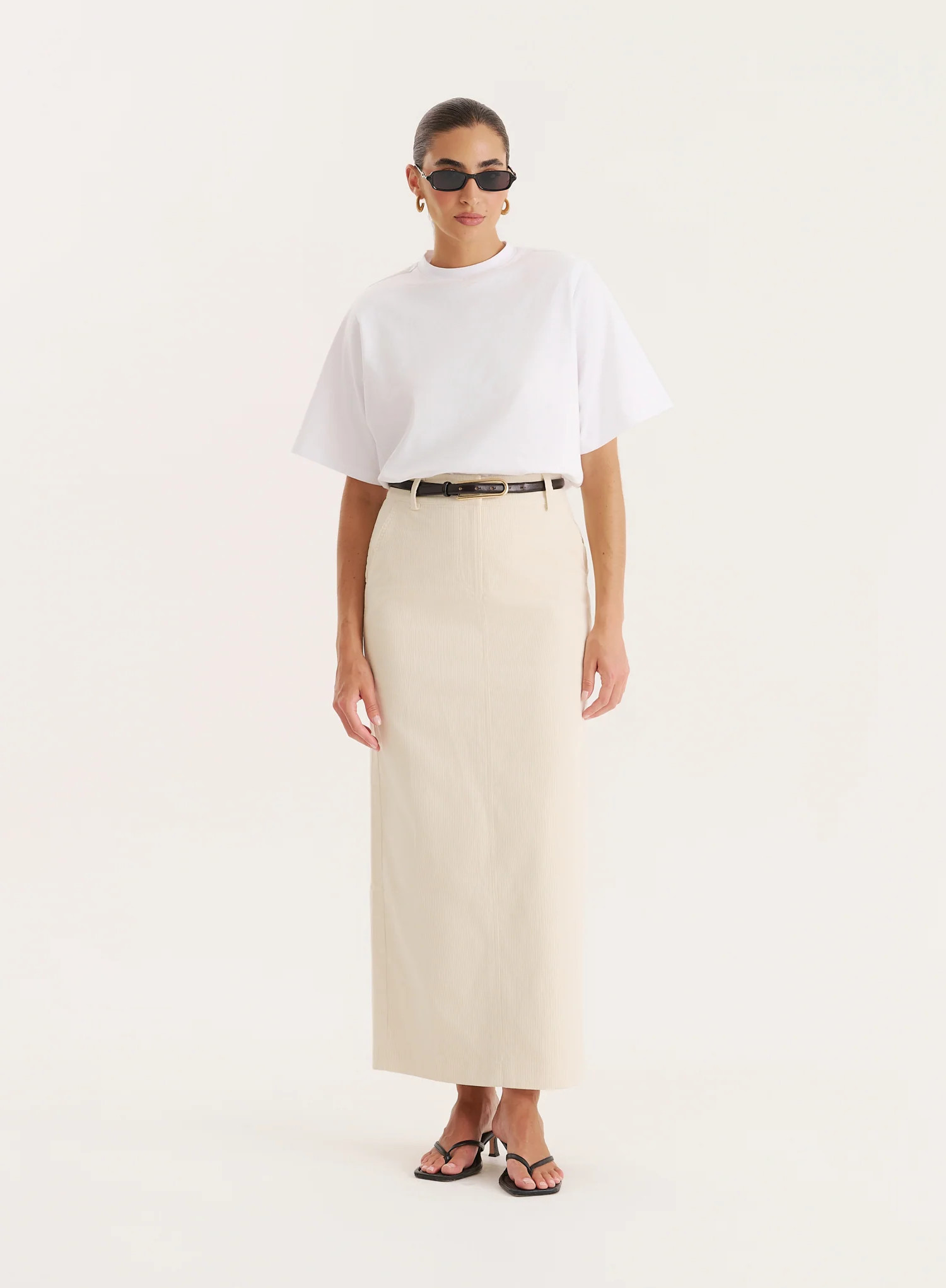 Cream Corduroy Skirt-Petra | 4th & Reckless