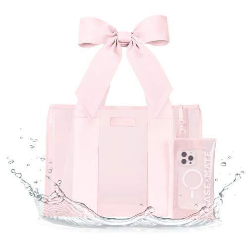Case-Mate Pink Bow Jelly Tote - Lightweight Tote Bag with Phone Pouch for Women - Waterproof, Tip-Proof, Foldable & Washable - Handbag for Everyday Use, Travel, Pool & Vacation - Large | Amazon (US)