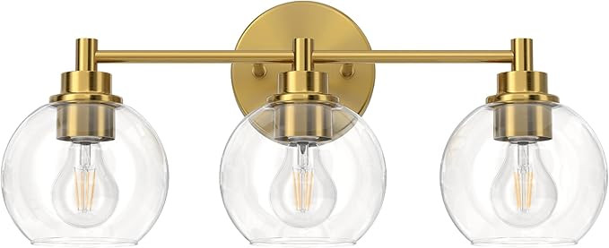 VONLUCE Bathroom Light Fixtures, 3-Light Bathroom Vanity Light with Globe Glass Shades E26 Socket... | Amazon (US)