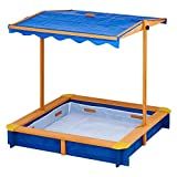 Teamson Kids Sandbox with Cover, Kids Outdoor Sandbox with Height Adjustable & Rotatable Canopy L... | Amazon (US)