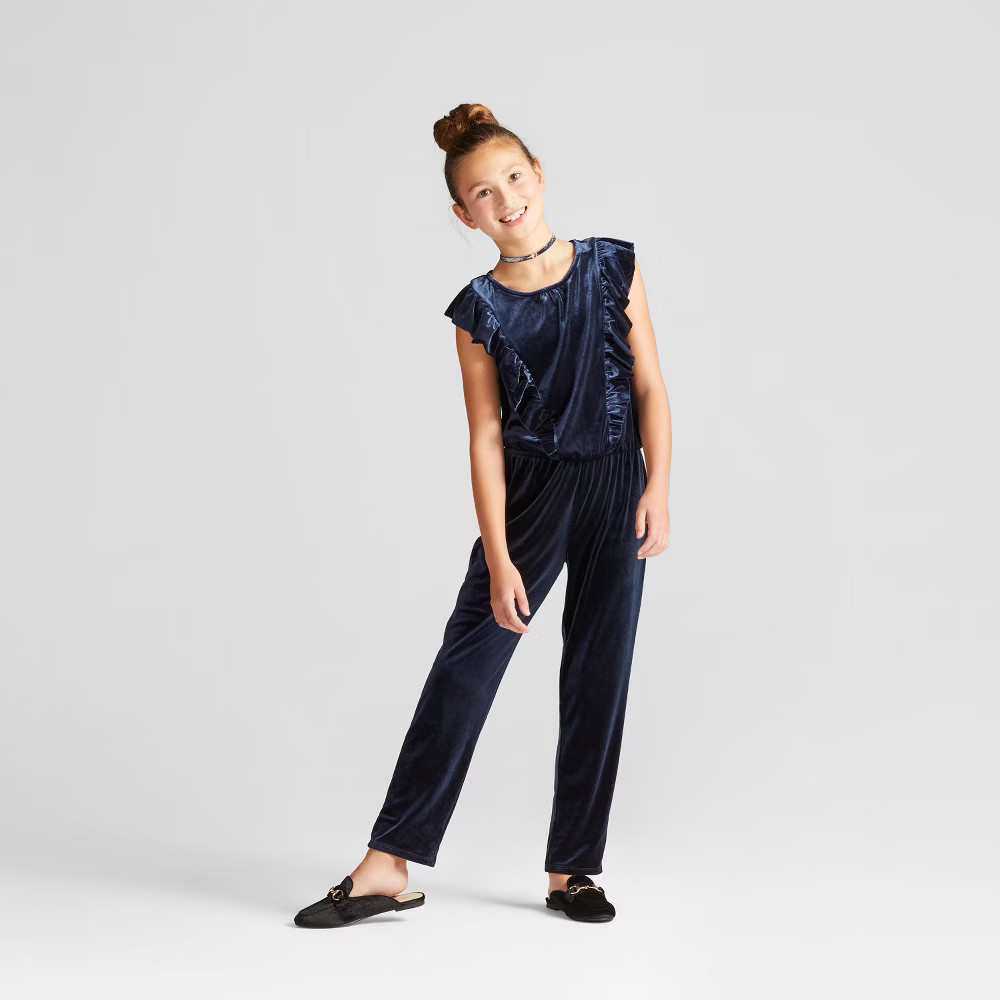 Girls' Velour Jumper - Cat & Jack Navy M, Blue | Target