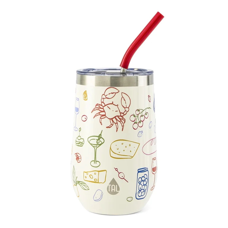 TAL 16oz Stainless Steel Wine Tumbler with Straw, Italian Dinner | Walmart (US)