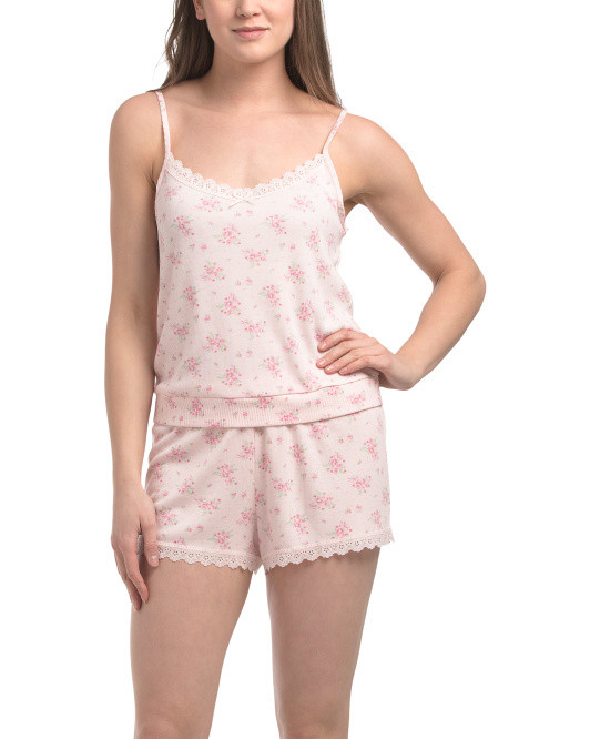 2pc Sweater Knit Pretty Petals V-day Pajama Tank Top And Shorts Set | TJ Maxx