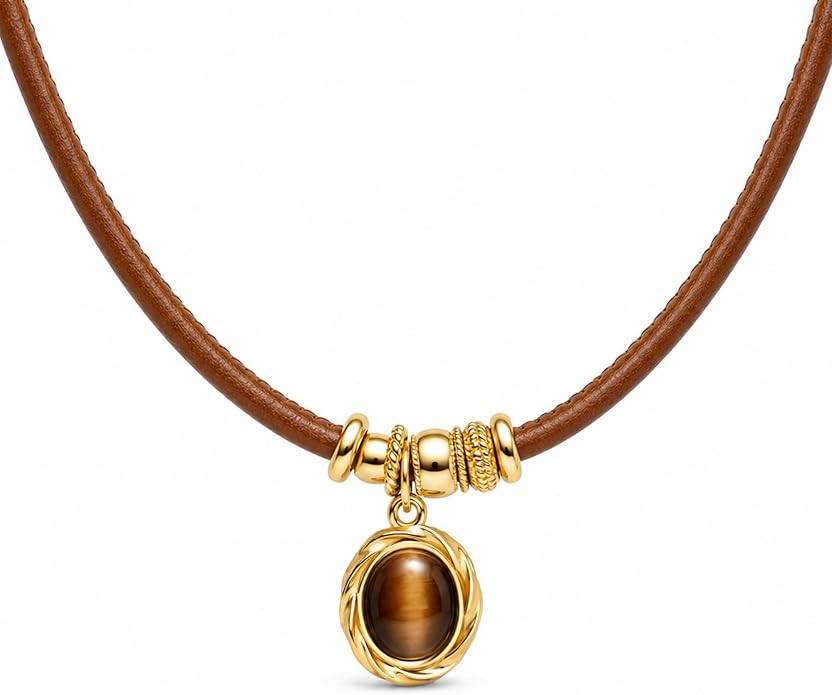 Leather Cord Paracord Rope Statement Pendant Necklace for Women | Amazon (US)