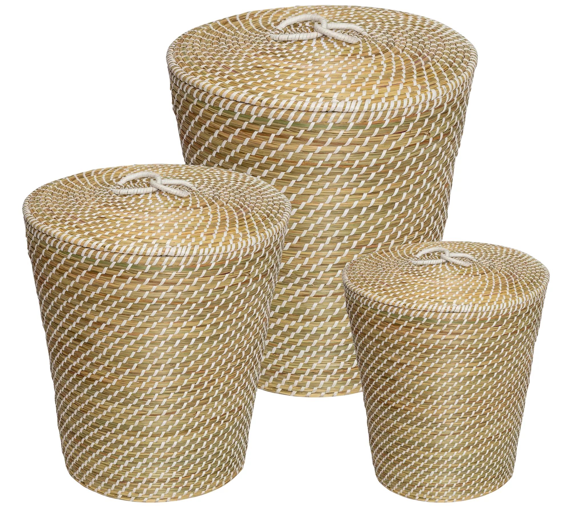 Honey Can Do Set of 3 Seagrass Baskets, Natural | QVC
