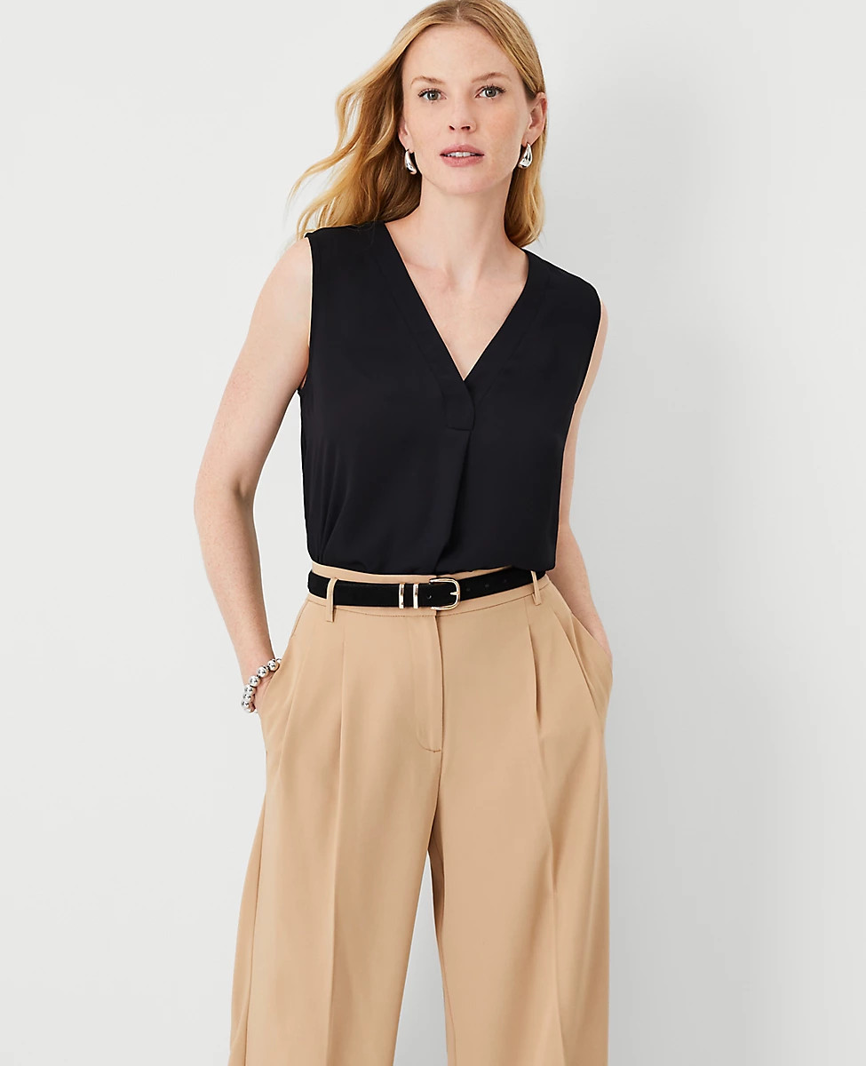 Mixed Media Pleat Front Top | Ann Taylor (US)