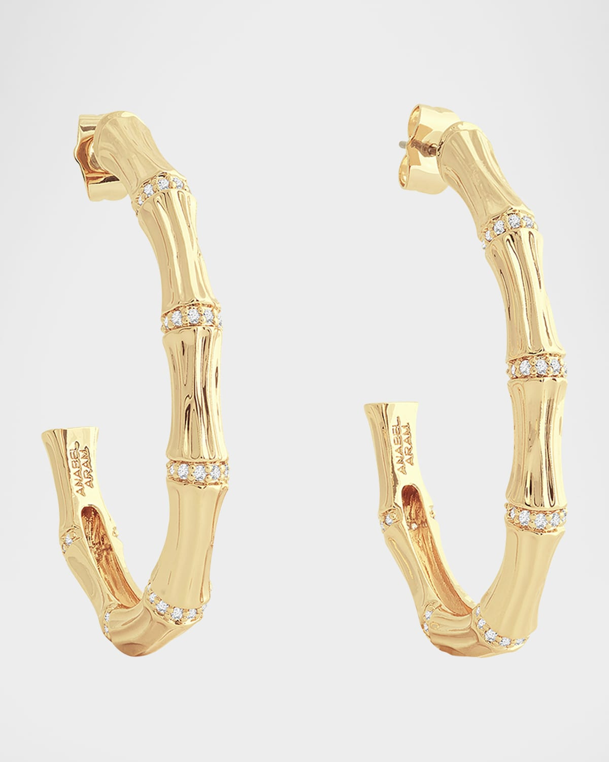 Cubic Zirconia Bamboo Hoop Earrings | Neiman Marcus