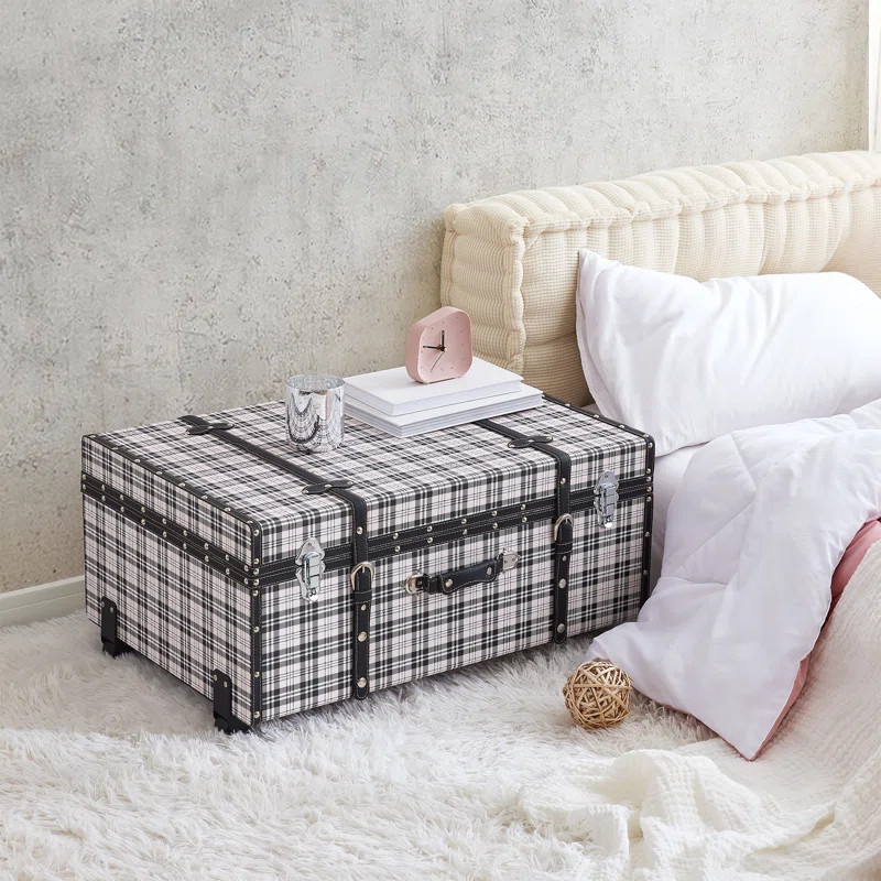Texture Brand Trunk - Black And Cream Plaid | Wayfair North America