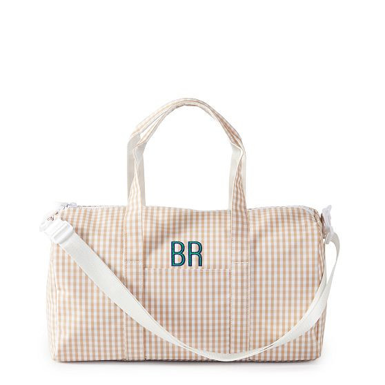 Riley Weekender Bag, Gingham Khaki | Mark and Graham