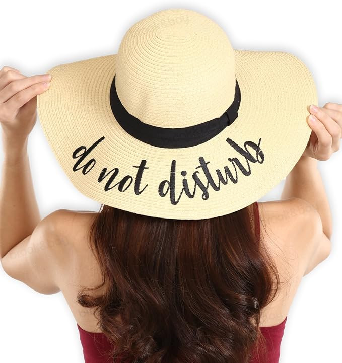 Floppy Beach Sun Hat for Women - Vacation, Honeymoon Embroidered Straw Hat - Big, Foldable, Large Br | Amazon (US)