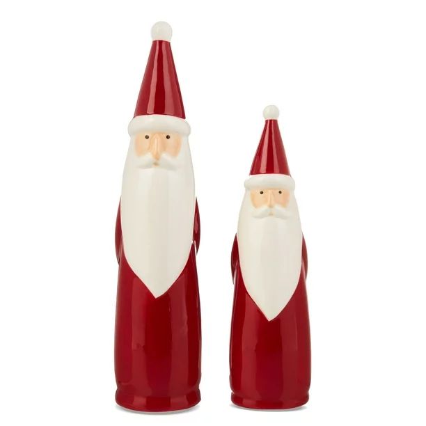 Holiday Time Christmas 9 inch and 11 inch, Set of 2, Ceramic Santa Tabletop Décor, Red - Walmart... | Walmart (US)