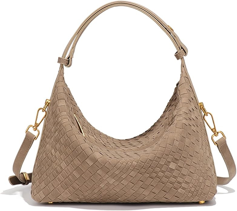Woven Suede Shoulder Bag for Women, Upgraded Hobo Bag in a Roomier Size with Longer Handle and Ad... | Amazon (US)