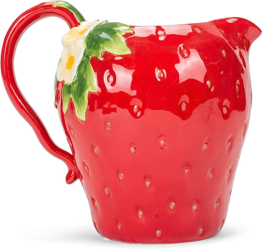 Raz Glossy Rosy Red Strawberry 8.25 x 7.25 Ceramic Pitcher | Amazon (US)