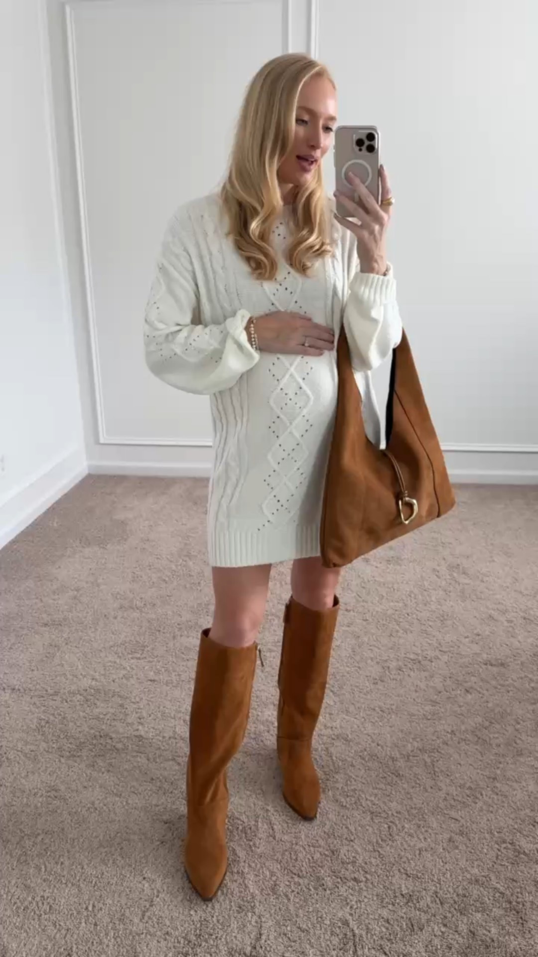 Adorable fall sweater dress outfit from the Nordstrom anniversary sale! This would be so pretty for a winery or fall family photos. I’m wearing a medium in the dress for a more conservative look. Nsale finds // Nsale dresses // fall outfits // sweater dresses // knee high boots // suede boots

#LTKFindsUnder50 #LTKSaleAlert #LTKBump