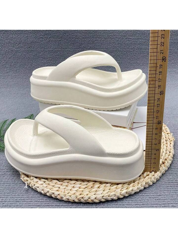 Women's Thick Platform Wedge Heel Beach Flip Flops With Soft And Increased Sole, Summer | SHEIN