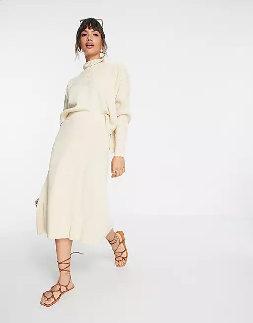 Y.A.S knitted sweater with ribbed high neck in cream - part of a set | ASOS | ASOS (Global)