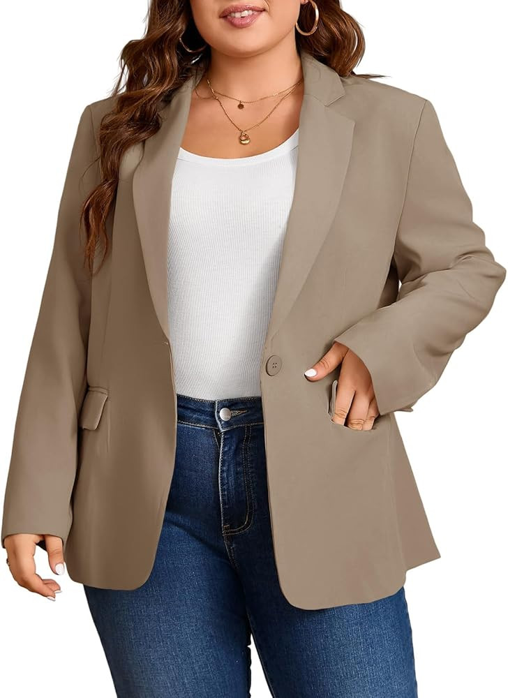 Cicy Bell Womens Plus Size Casual Blazers Lapel Long Sleeve Work Office Suit Jackets Open Front C... | Amazon (US)