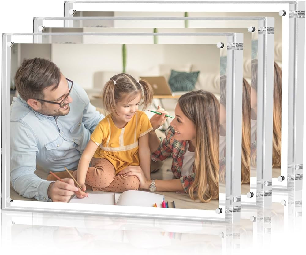 TWING 5x7 Inch 3 Pack Acrylic Picture Frames with Smooth Curve Edges, 8MM+14MM Thickness Magnetic... | Amazon (US)