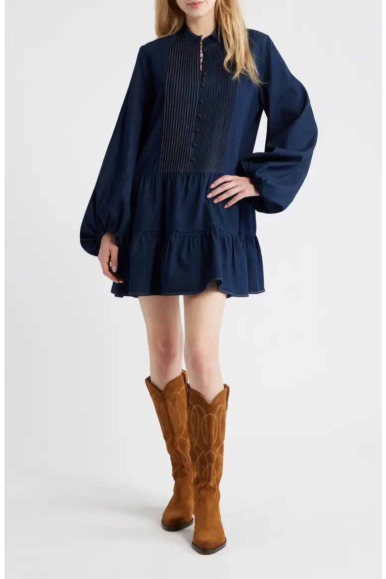 Antonia Long Sleeve Chambray Minidress (Women) | Nordstrom | Nordstrom