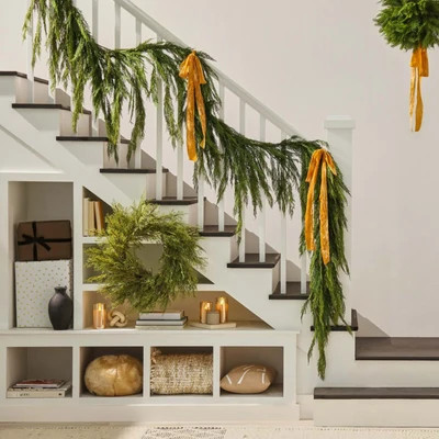 Draping Real Touch Lebanon Cedar Garland Dripping Winter Greenery Christmas Decor | Darby Creek Trading