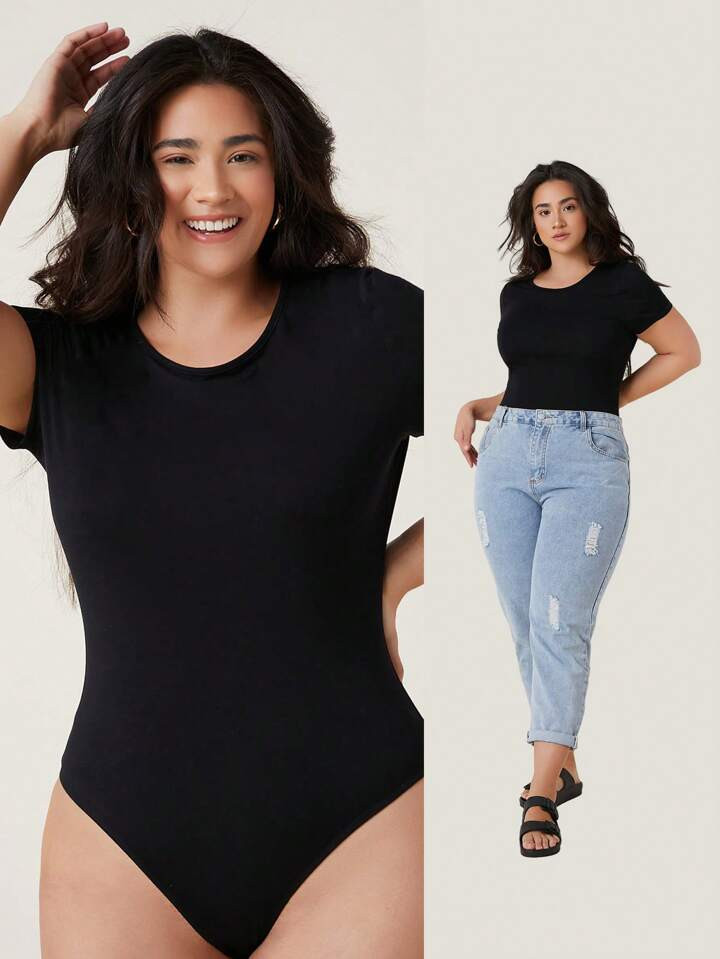 SHEIN BASICS Plus Form Fitted Bodysuit | SHEIN