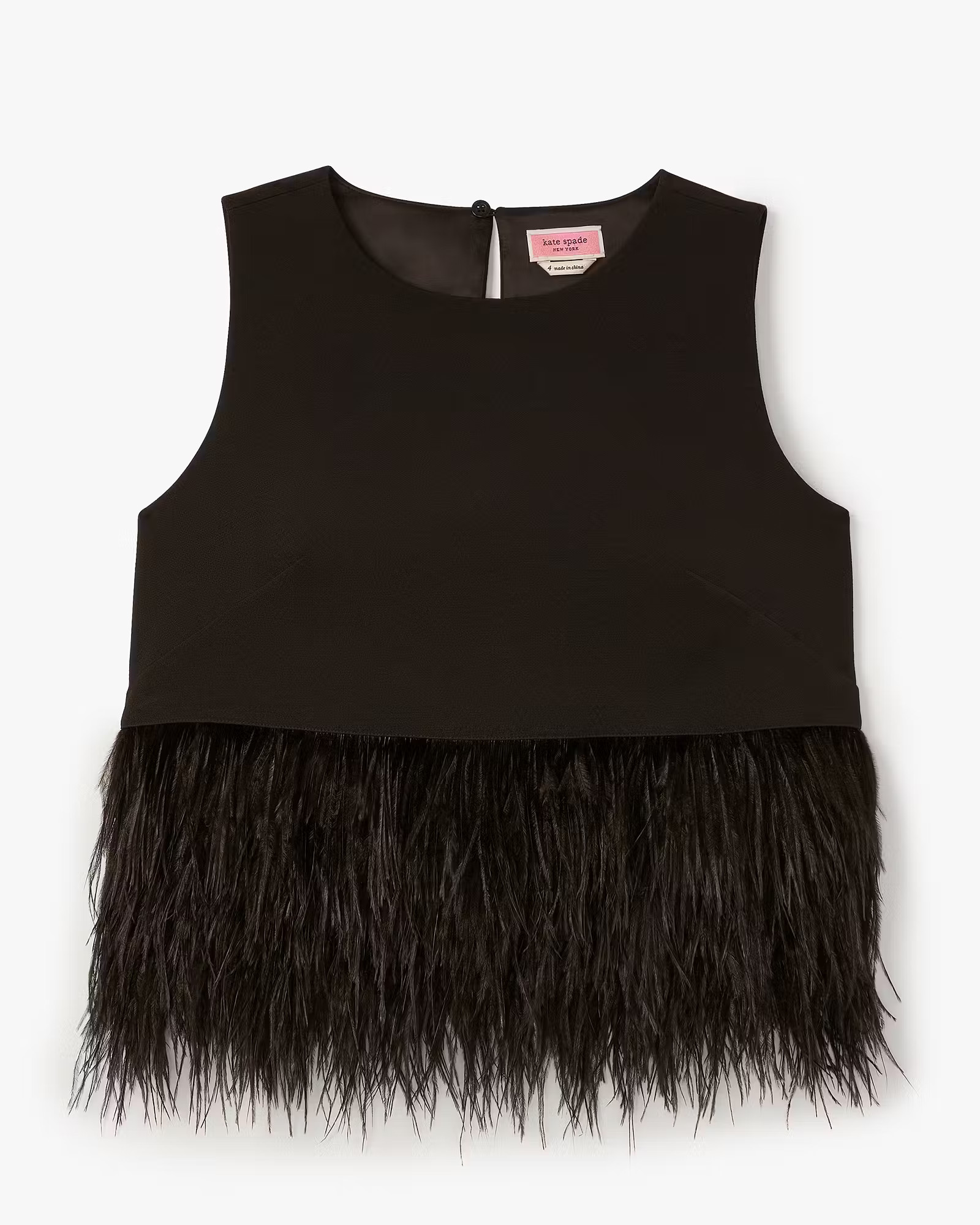 Feather Trim Crepe Top | Kate Spade Outlet