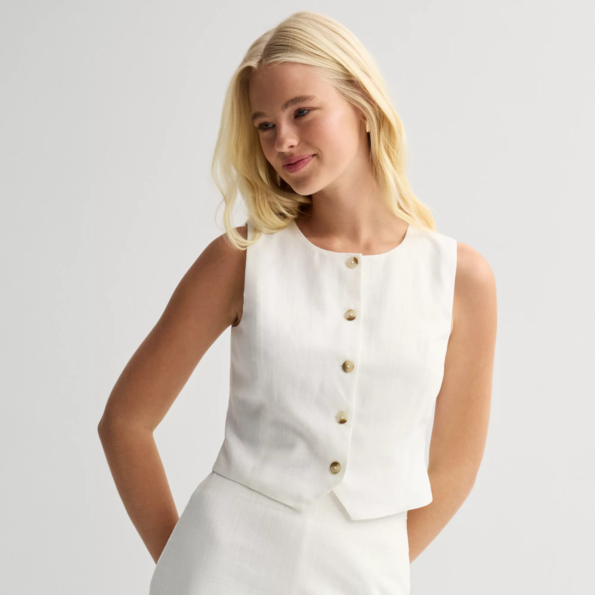 Juniors' SO® Linen Highneck Vest | Kohl's
