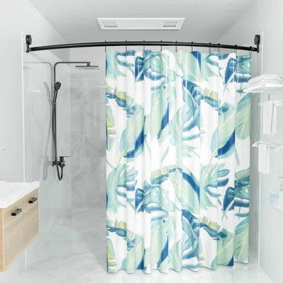 Curved Shower Curtain Rod 43 To 73 Inches Curved Shower Rod Black Shower Curtain Rod Curved No Drill Adjustable Bowed Shower Curtain Rod Never Rust No | Wayfair North America