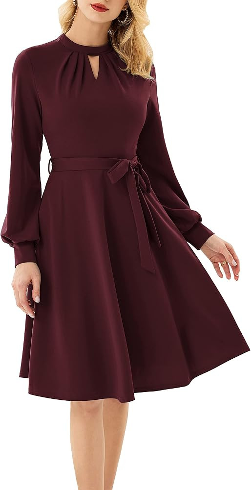 GRACE KARIN Women's Vintage Cocktail Dress Long Sleeve/Short Sleeve Festive Dresses Stand-Up Coll... | Amazon (UK)
