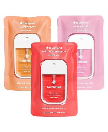 Touchland Hydrating Hand Sanitizer Spray – Juicy Trio Set (Wild Watermelon, Velvet Peach, Berry... | Amazon (US)