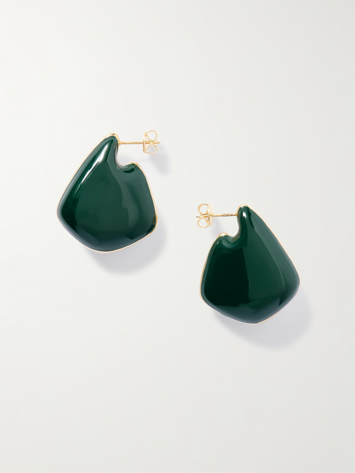 Bottega Veneta - Gold-plated And Enamel Earrings - Green | NET-A-PORTER (US)